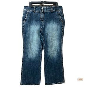 Ann Taylor Curvy Straight Fit Jeans Mid Rise Flap Back Pockets Blue Sz 14.